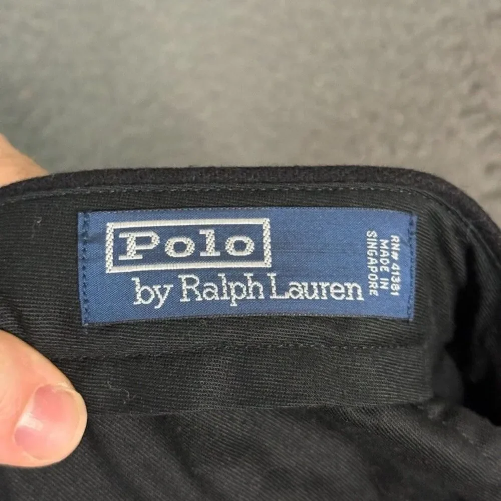 Vtg Polo Ralph Lauren Dress Pants Mens 34x34 Black Straight Fit Flannel Wool